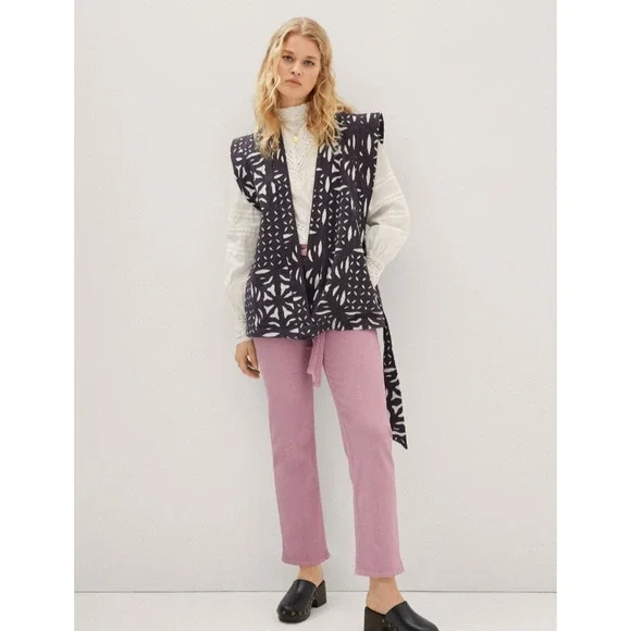 MANGO Embroidered Gilet Vest Womens S Lagenlook Handmade Layer Scandi Girl NEW - Picture 2 of 16